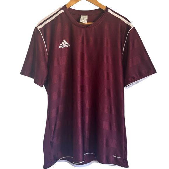 Adidas Men’s Maroon Short Sleeve Performance Shirt with Jersey Material Size XL - Picture 7 of 10